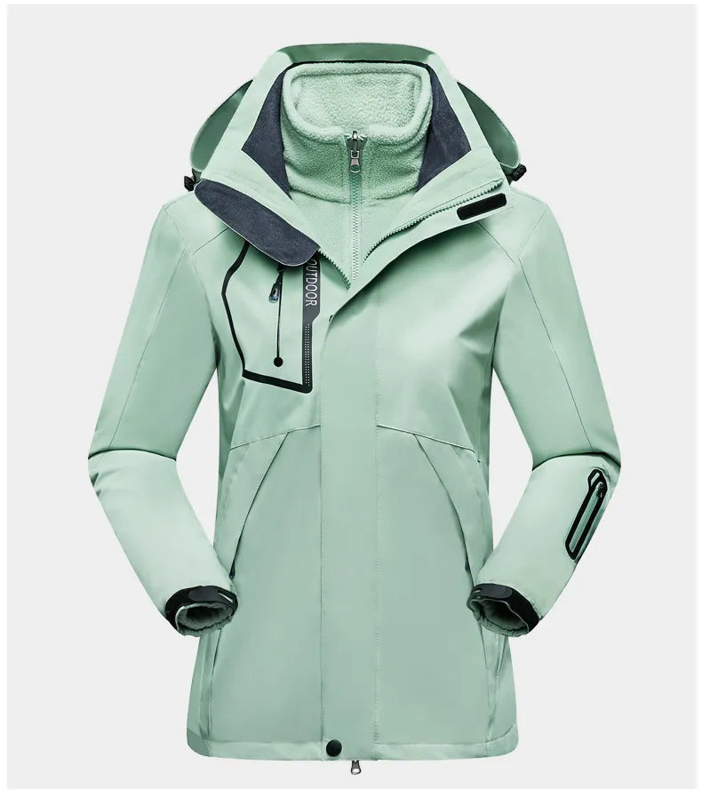 Women's 3-in-1 waterproof outdoor jacket in Green