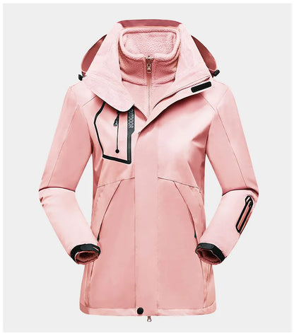 Women's 3-in-1 waterproof outdoor jacket in Pink