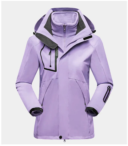 Women's 3-in-1 waterproof outdoor jacket in Purple