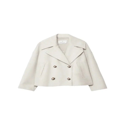 Women's cropped double-breasted jacket in Beige