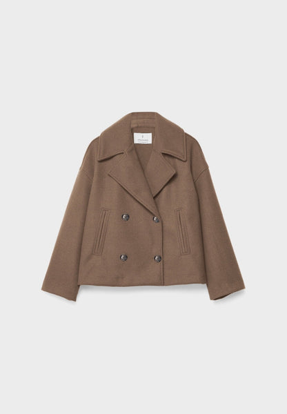 Women's cropped double-breasted jacket in Brown