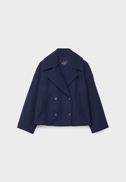 Women's cropped double-breasted jacket in Dark Blue
