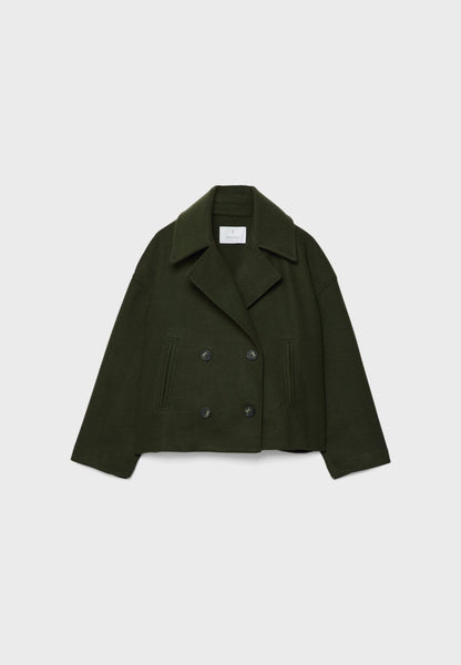 Women's cropped double-breasted jacket in Green
