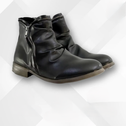 Women's black ankle boots with cushioned contoured footbed