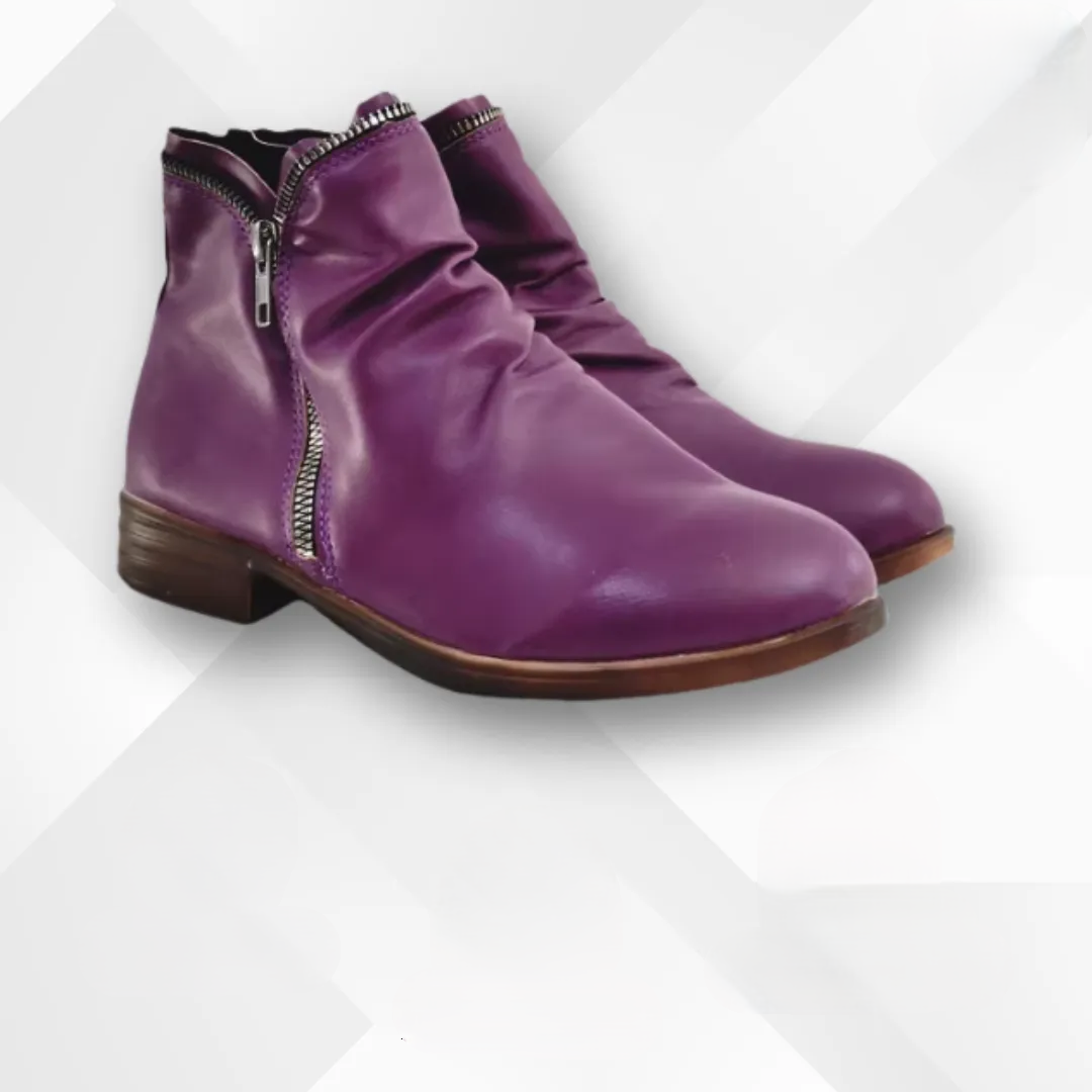 Women's lilac ankle boots with cushioned contoured footbed