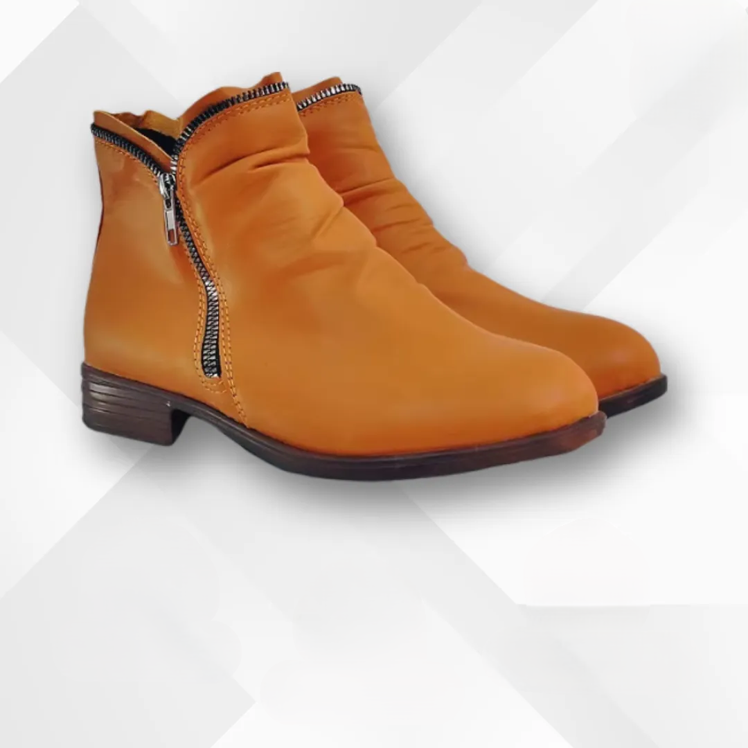 Women's yellow ankle boots with cushioned contoured footbed