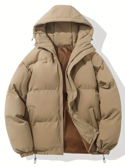 Women's hooded puffer jacket in Khaki with lined hood