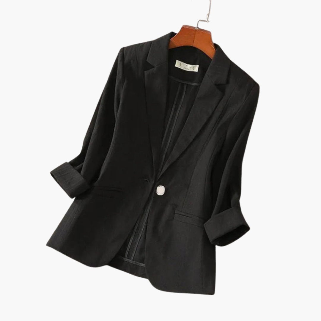 Women's linen blazer in Black
