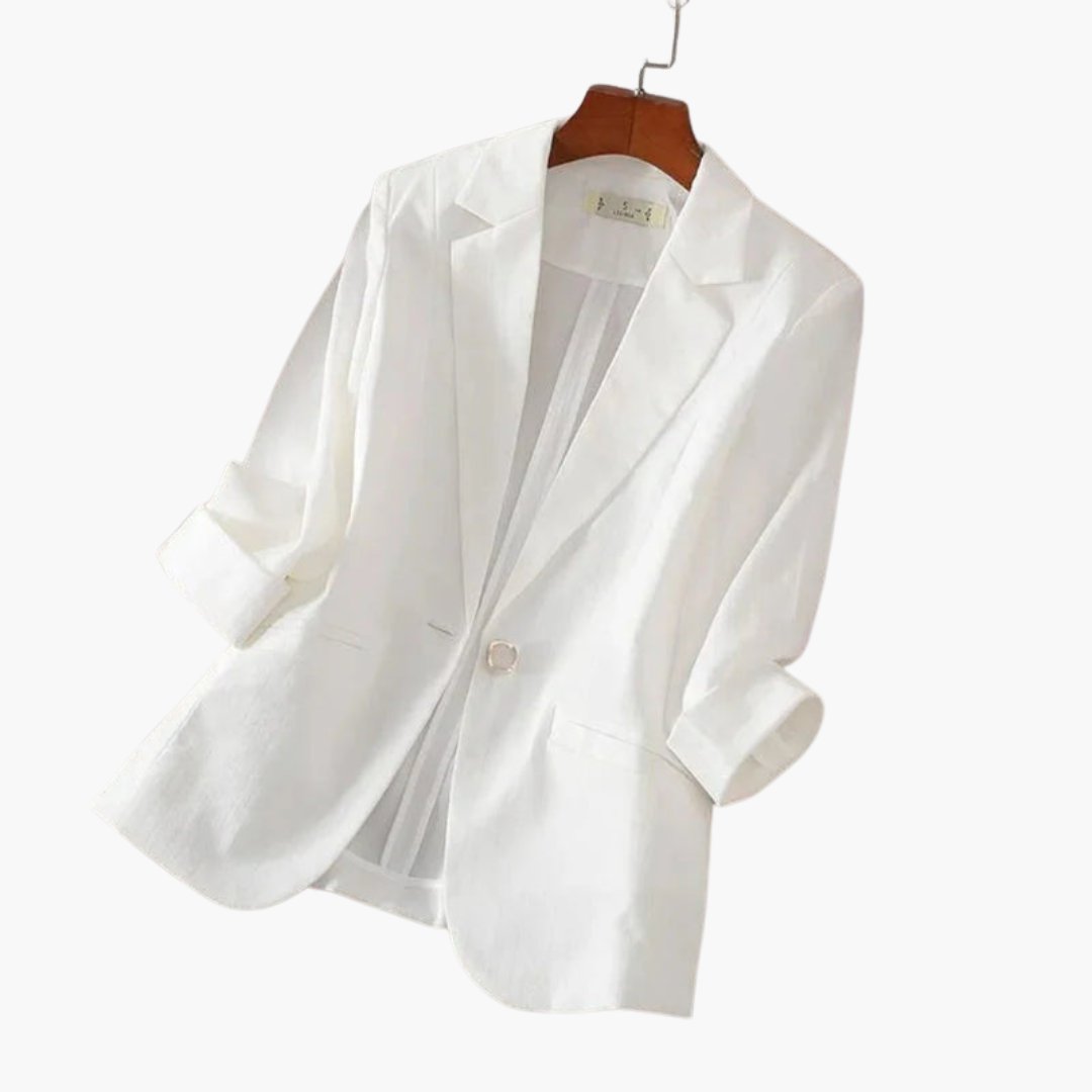 Women's linen blazer in White