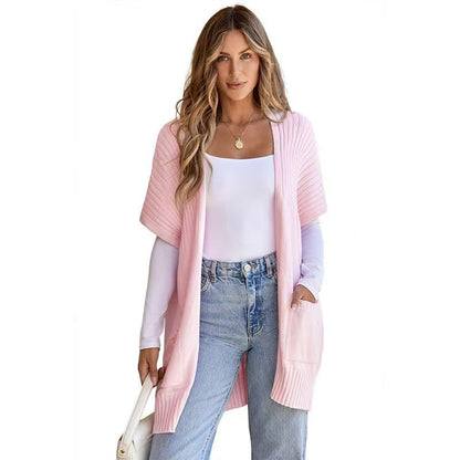 Women's open-front knit cardigan in Pink